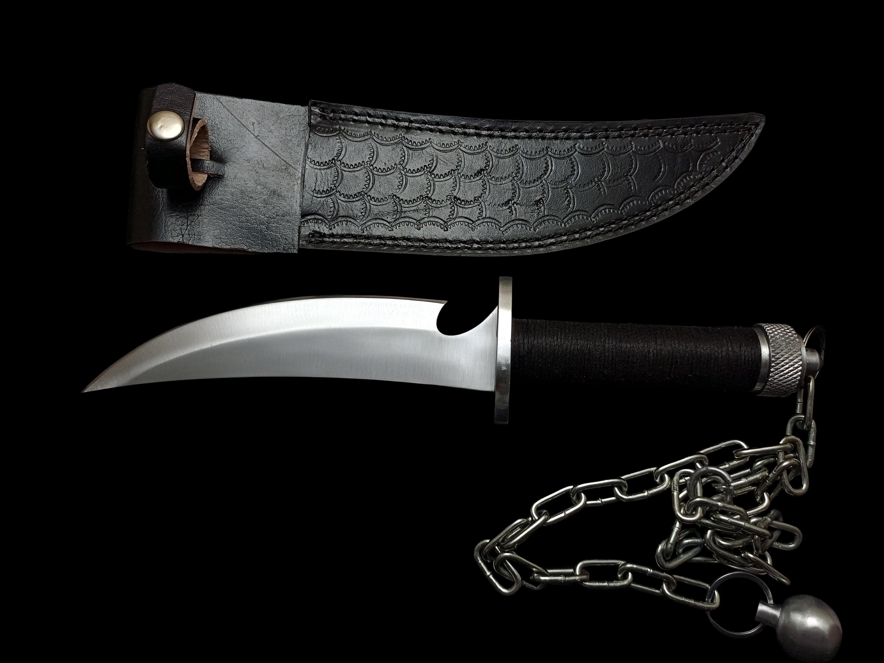 Ninja Assassin Handmade D2 Steel Replica Knife with Leather Sheath thumbnail 5