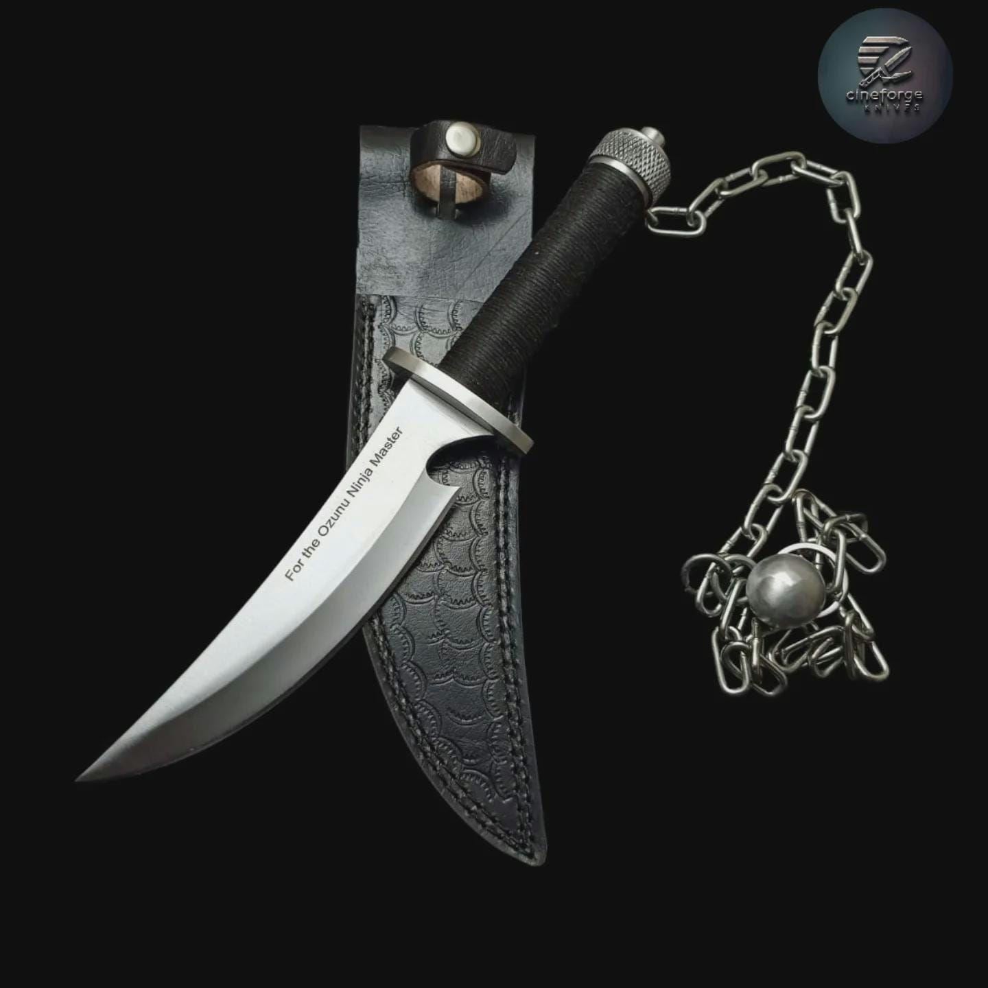 Ninja Assassin Handmade D2 Steel Replica Knife with Leather Sheath