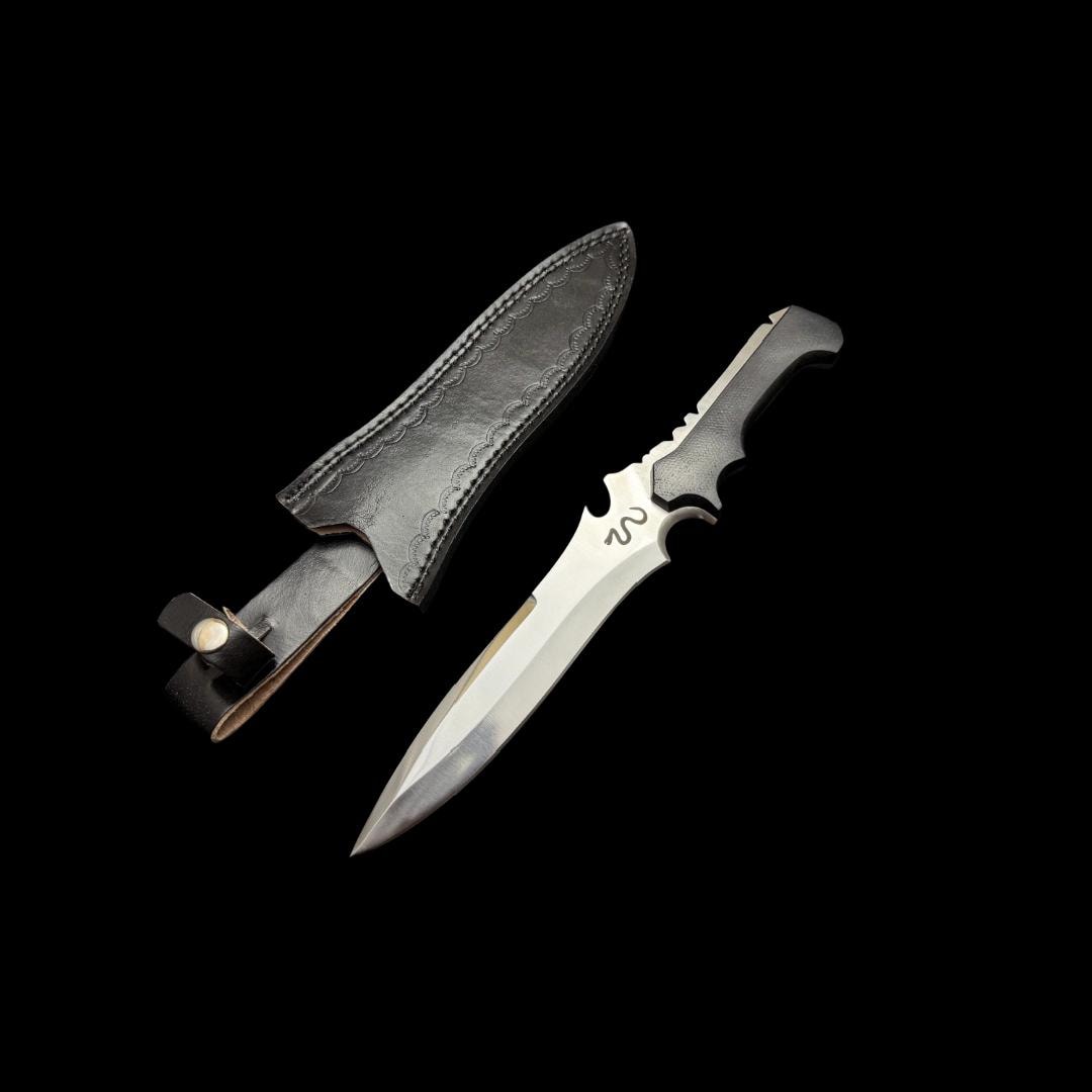 RE4 Remake Jack Krauser Replica Knife: D2 Steel, Leather Sheath thumbnail 4