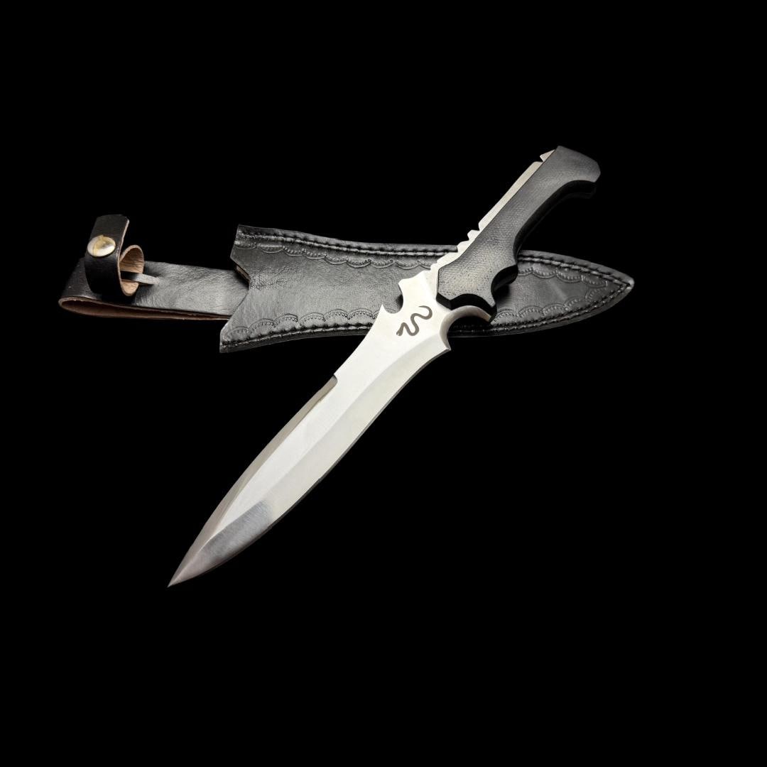 RE4 Remake Jack Krauser Replica Knife: D2 Steel, Leather Sheath thumbnail 5