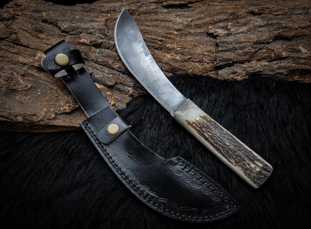Texas Chainsaw Massacre Replica Handmade Knife: Antler Handle, Leather Sheath thumbnail 2