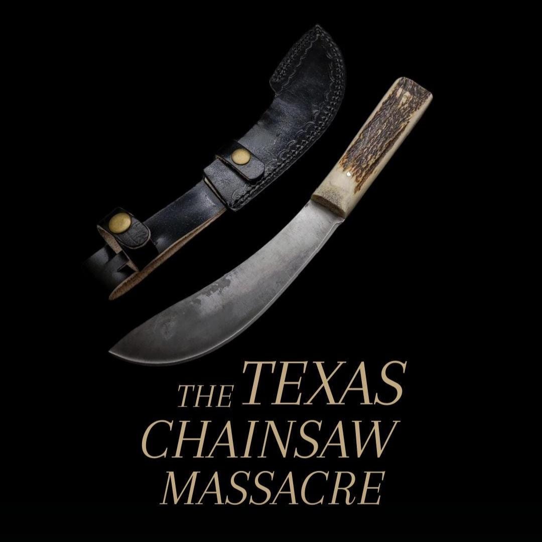 Texas Chainsaw Massacre Replica Handmade Knife: Antler Handle, Leather Sheath
