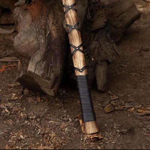 Hand Forged Double Headed Viking Axe: Etched Blade, Leather Sheath thumbnail 3