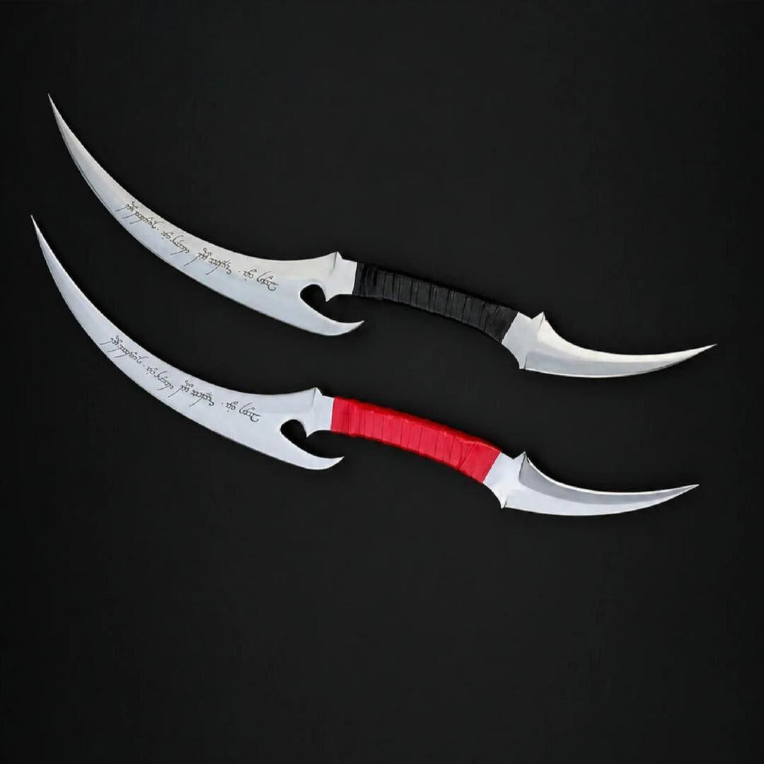 Handmade D2 Steel Elf Style Blades: Fantasy Daggers with Leather Wrap thumbnail 2