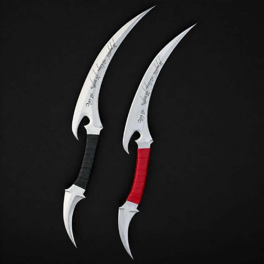 Handmade D2 Steel Elf Style Blades: Fantasy Daggers with Leather Wrap