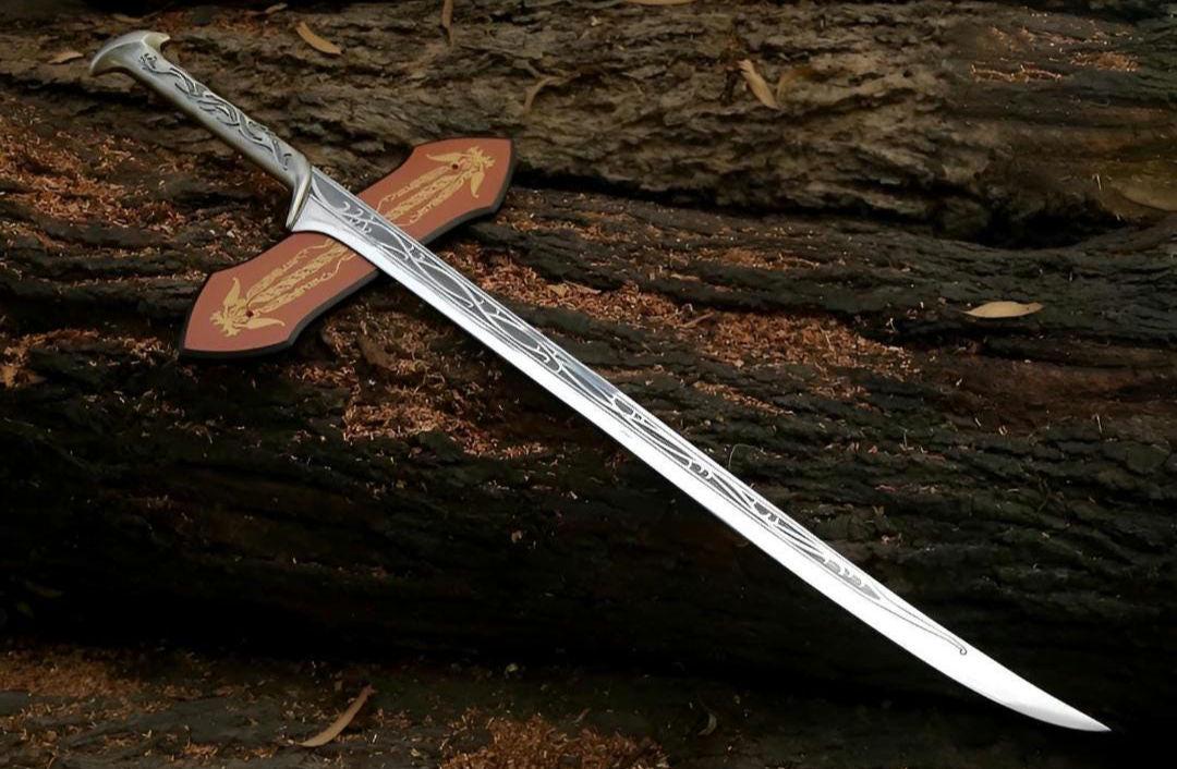 Handmade Thranduil Sword Replica: Stainless Steel, Leather Cover, Wall Mount thumbnail 2