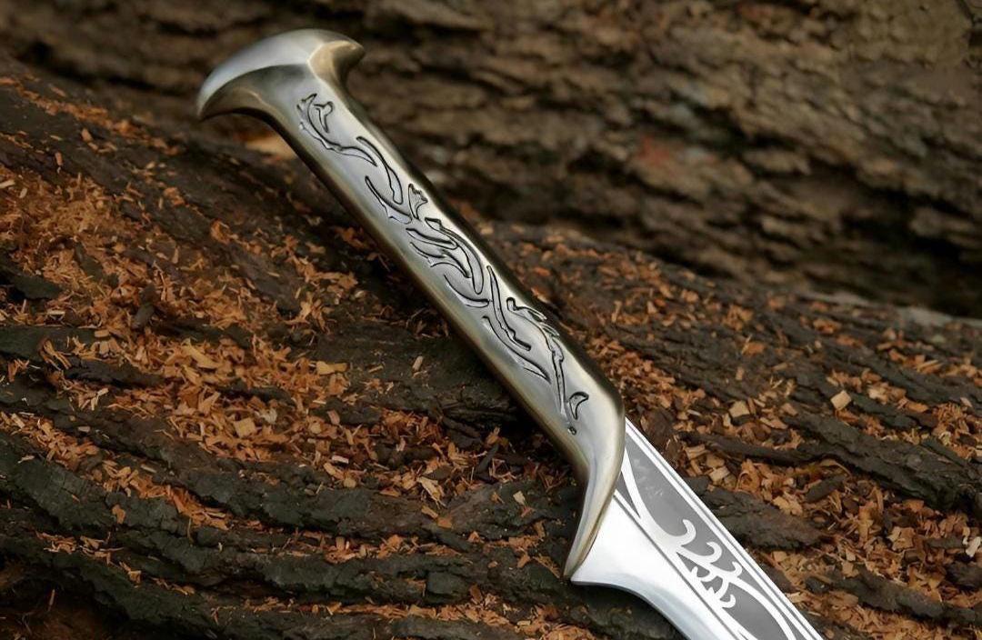 Handmade Thranduil Sword Replica: Stainless Steel, Leather Cover, Wall Mount thumbnail 3