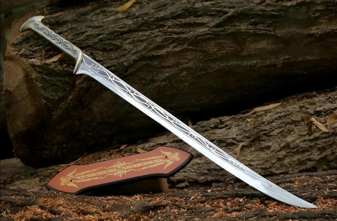 Handmade Thranduil Sword Replica: Stainless Steel, Leather Cover, Wall Mount thumbnail 4