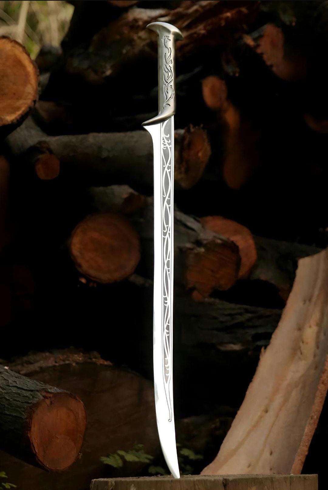 Handmade Thranduil Sword Replica: Stainless Steel, Leather Cover, Wall Mount thumbnail 5