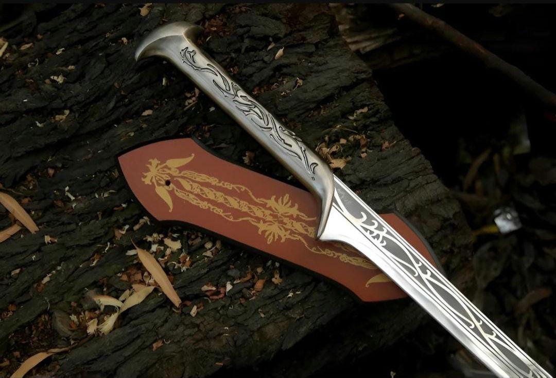 Handmade Thranduil Sword Replica: Stainless Steel, Leather Cover, Wall Mount