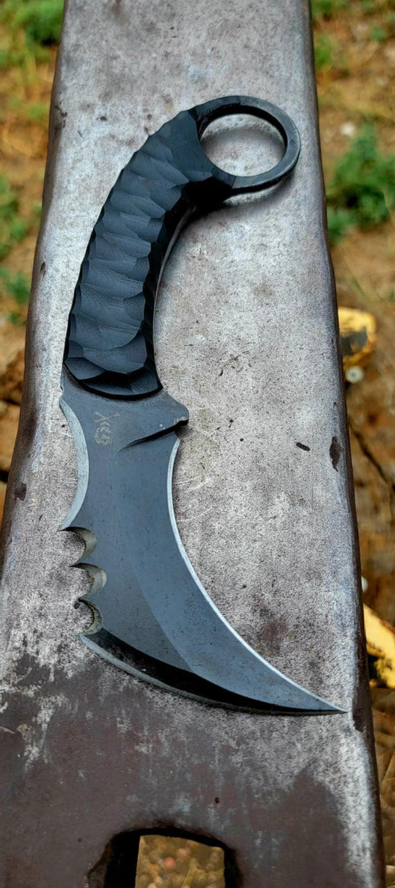 D2 Steel Karambit Knife: Micarta Handle, Leather Sheath thumbnail 4