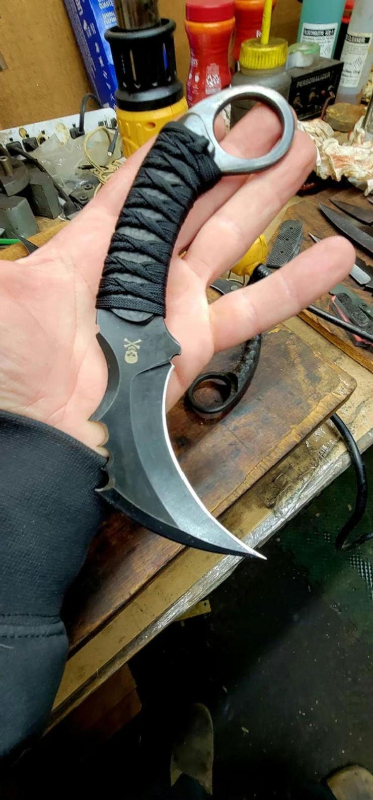 D2 Steel Karambit Knife: Micarta Handle, Leather Sheath thumbnail 5