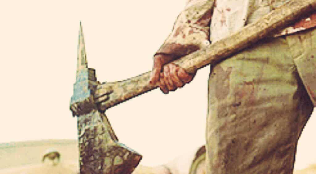 Hand Forged "The Hills Have Eyes" Axe Replica: Carbon Steel, Leather Sheath thumbnail 2