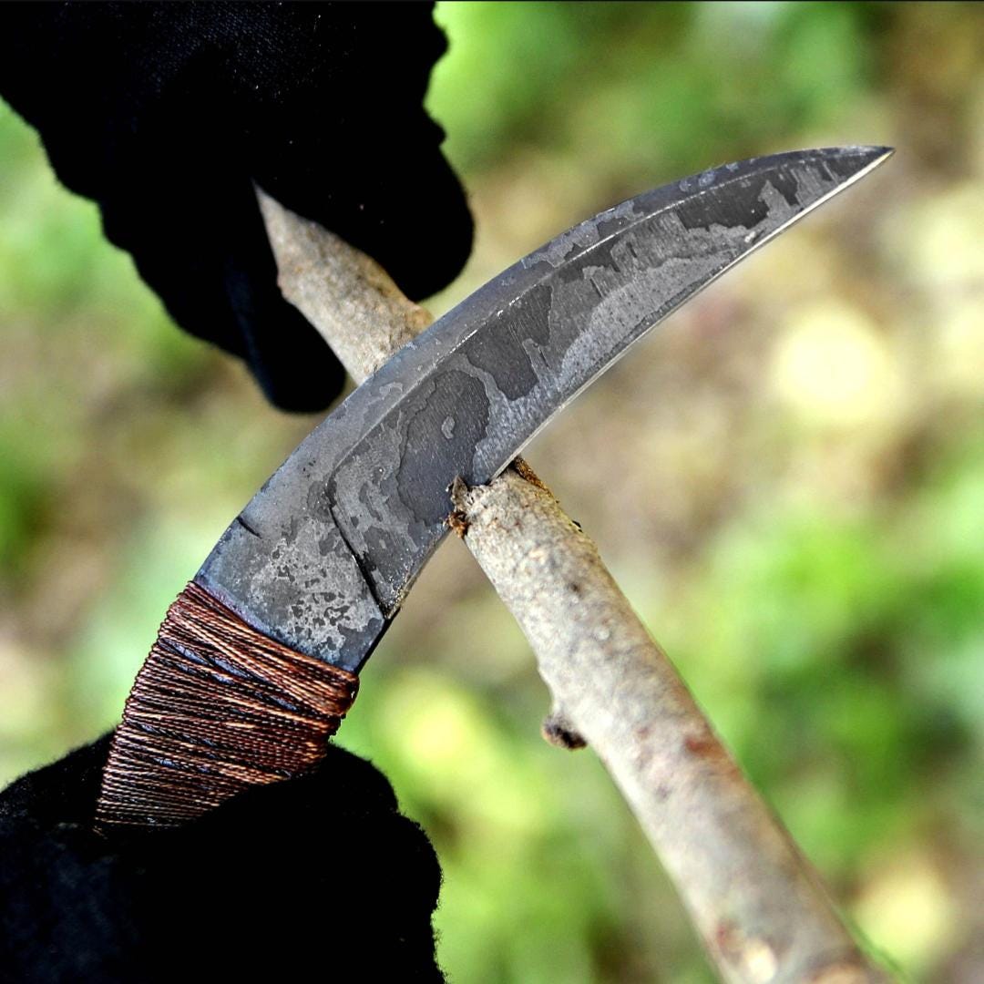 Handmade Karambit : Carbon Steel, Cord Wrap, Leather sheath thumbnail 5