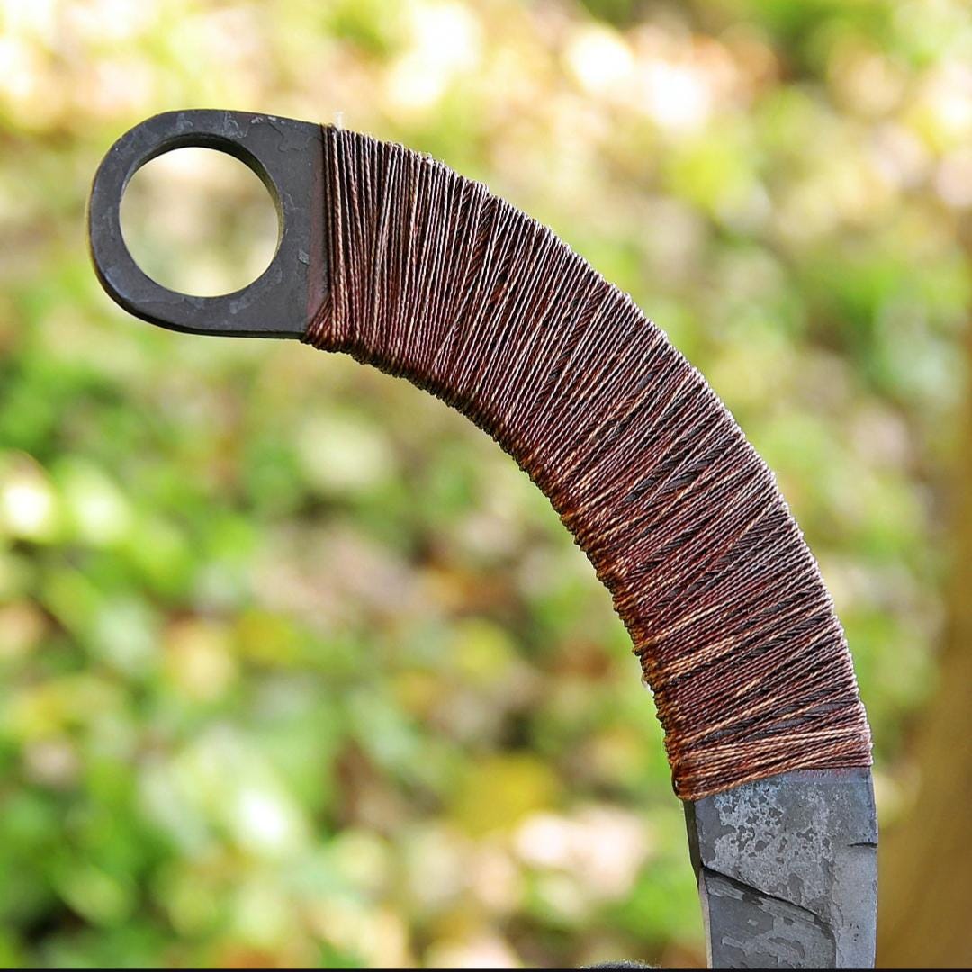 Handmade Karambit : Carbon Steel, Cord Wrap, Leather sheath thumbnail 6