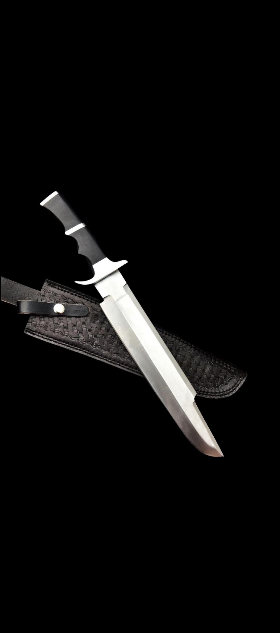 Handmade Predator Replica Knife | D2 Steel Blade, Black Micarta Handle, Leather Sheath thumbnail 2