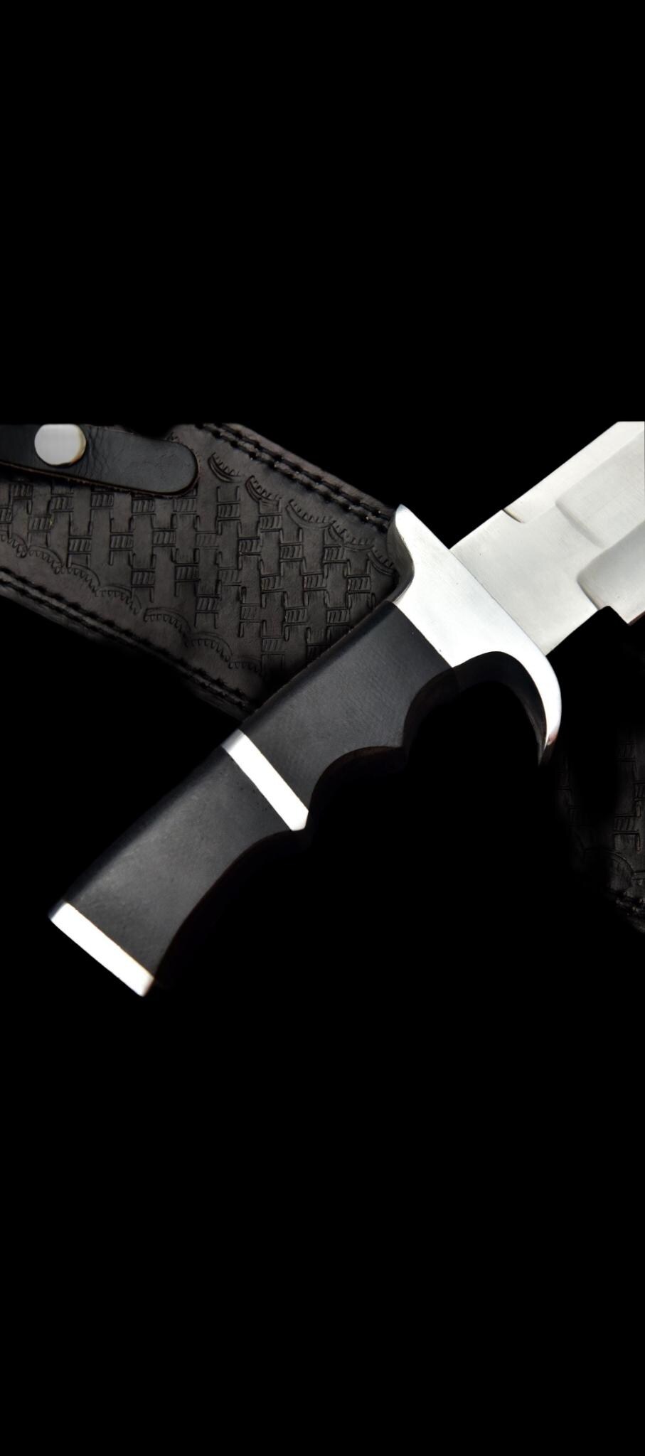 Handmade Predator Replica Knife | D2 Steel Blade, Black Micarta Handle, Leather Sheath thumbnail 3