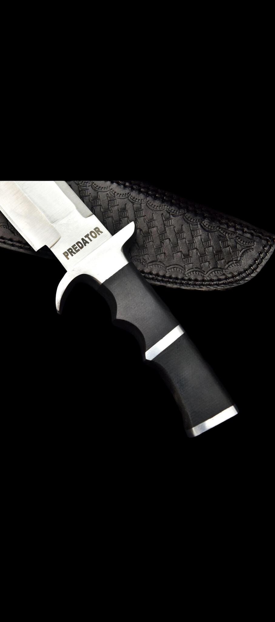 Handmade Predator Replica Knife | D2 Steel Blade, Black Micarta Handle, Leather Sheath thumbnail 5