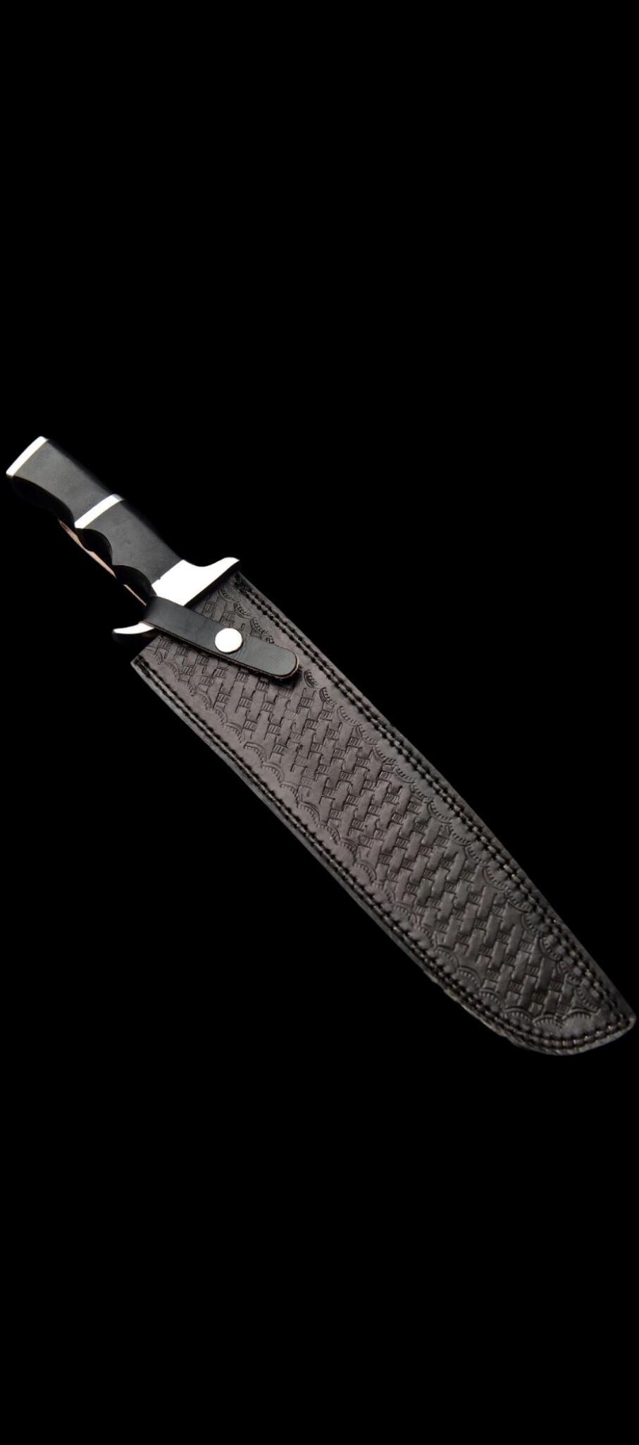 Handmade Predator Replica Knife | D2 Steel Blade, Black Micarta Handle, Leather Sheath thumbnail 6