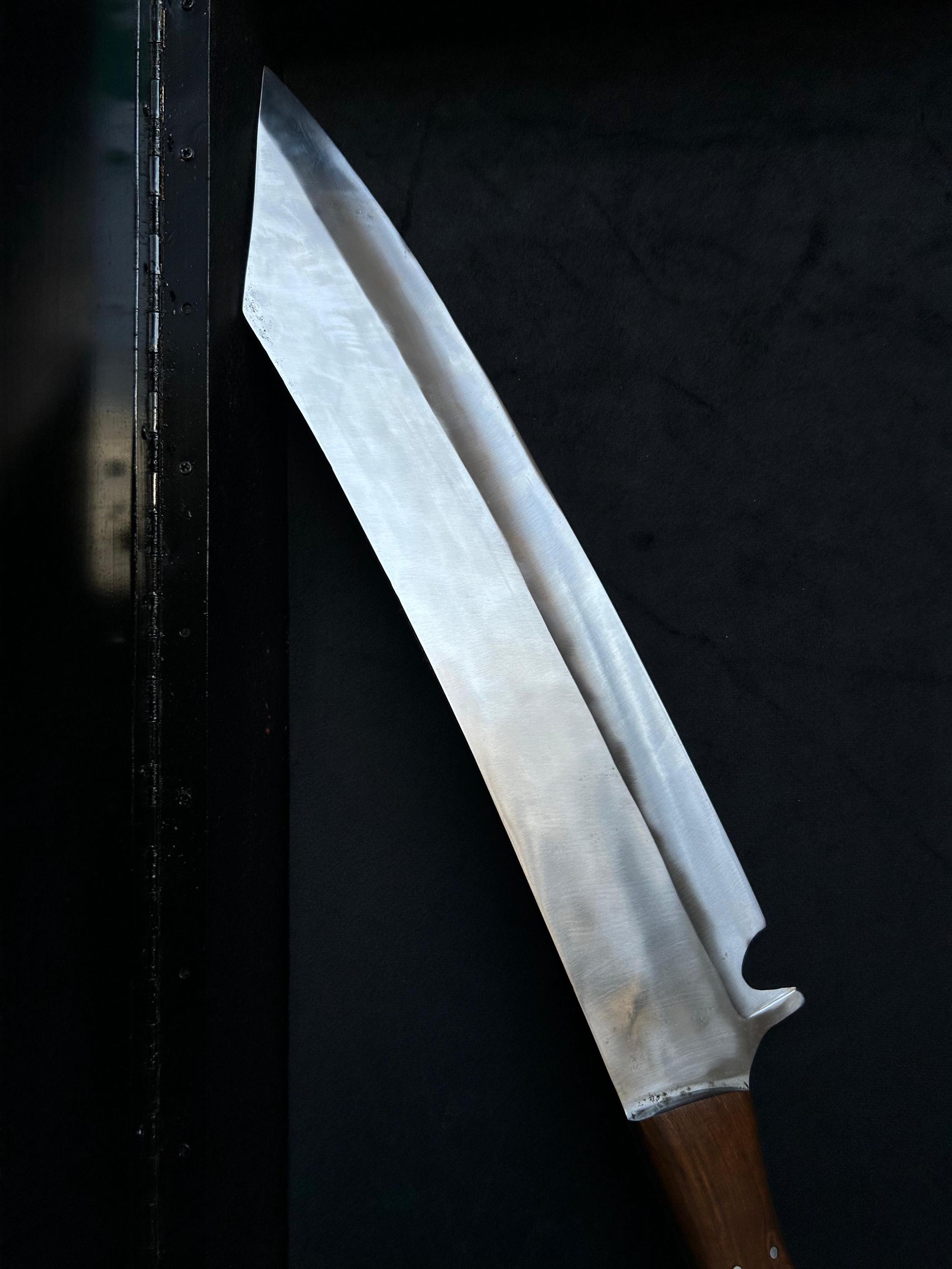 Handmade Full Tang Scorpion Sword, Cleaver, Machete D2 steel Rose wood Leather sheath thumbnail 3