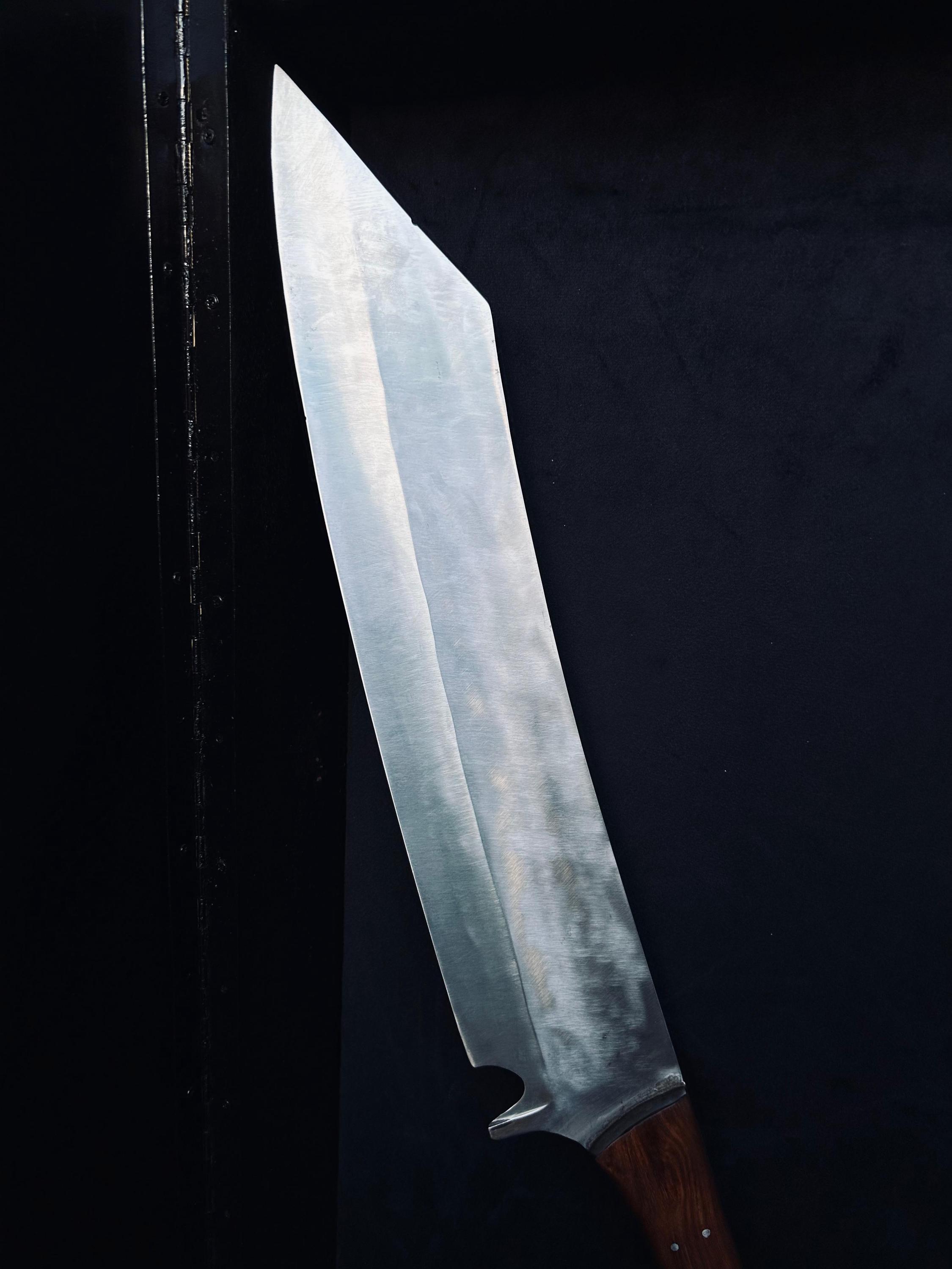 Handmade Full Tang Scorpion Sword, Cleaver, Machete D2 steel Rose wood Leather sheath thumbnail 4