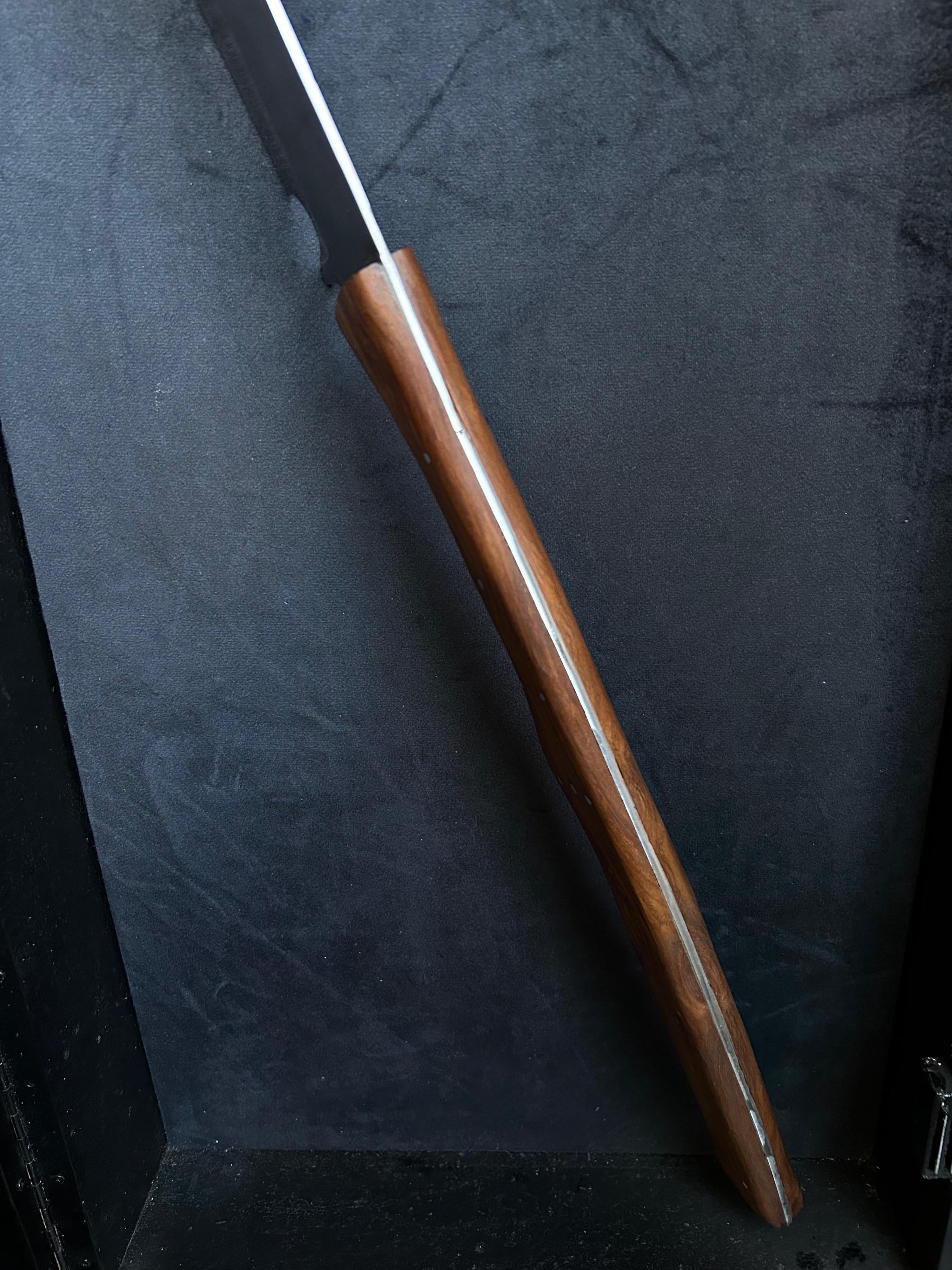 Handmade Full Tang Scorpion Sword, Cleaver, Machete D2 steel Rose wood Leather sheath thumbnail 5