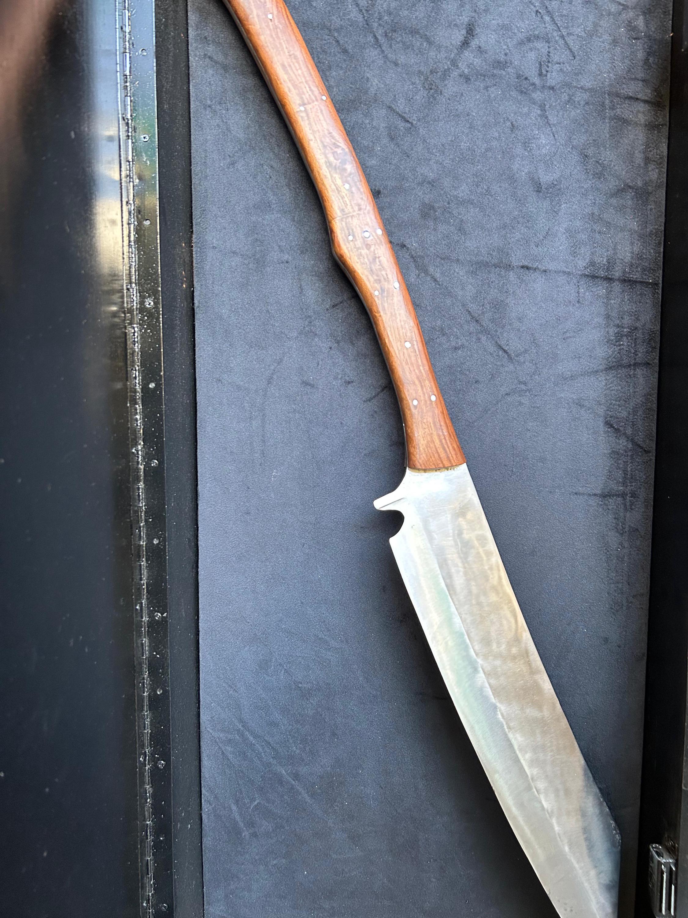 Handmade Full Tang Scorpion Sword, Cleaver, Machete D2 steel Rose wood Leather sheath thumbnail 6