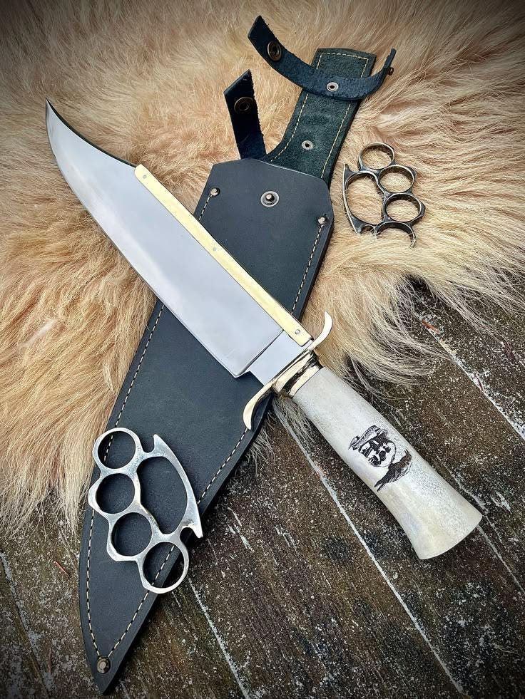Handmade Expendables Movie replica Bowie Knife : D2 steel and camel bone
