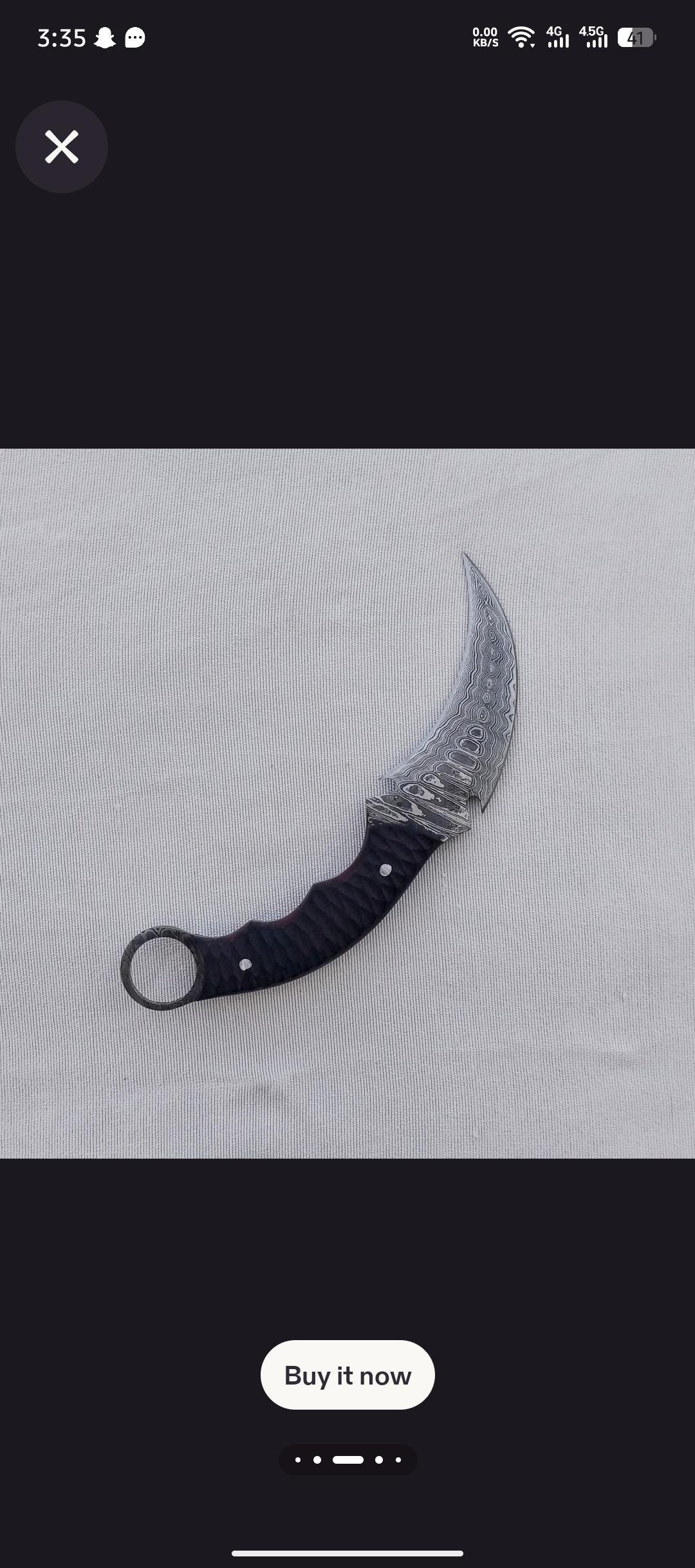 Damascus Steel Karambit Knife: Wooden Handle, Leather Sheath thumbnail 2