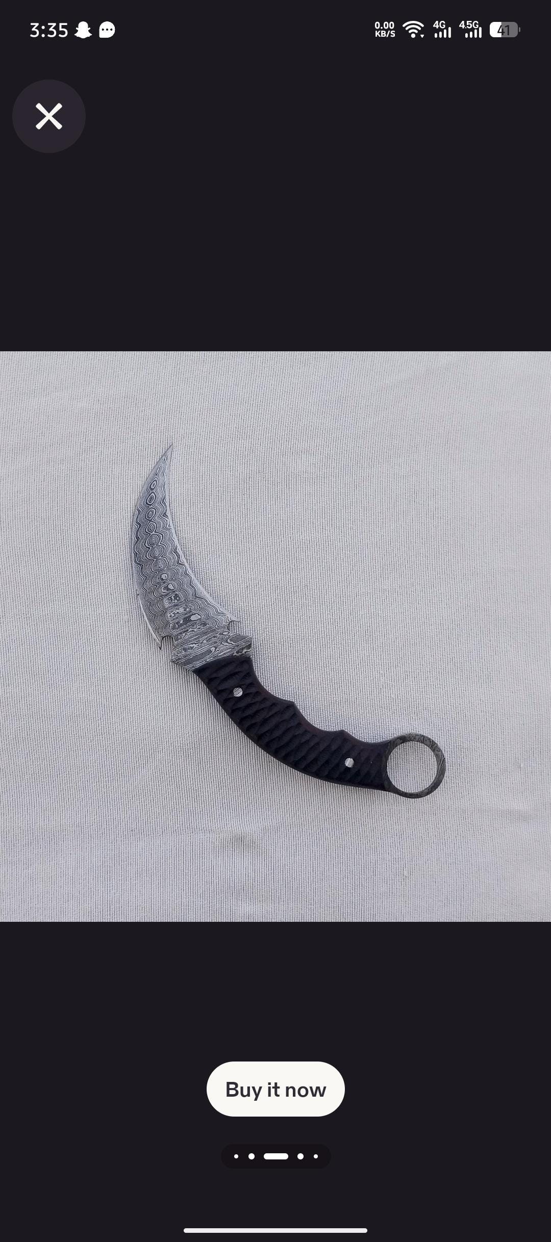 Damascus Steel Karambit Knife: Wooden Handle, Leather Sheath thumbnail 5