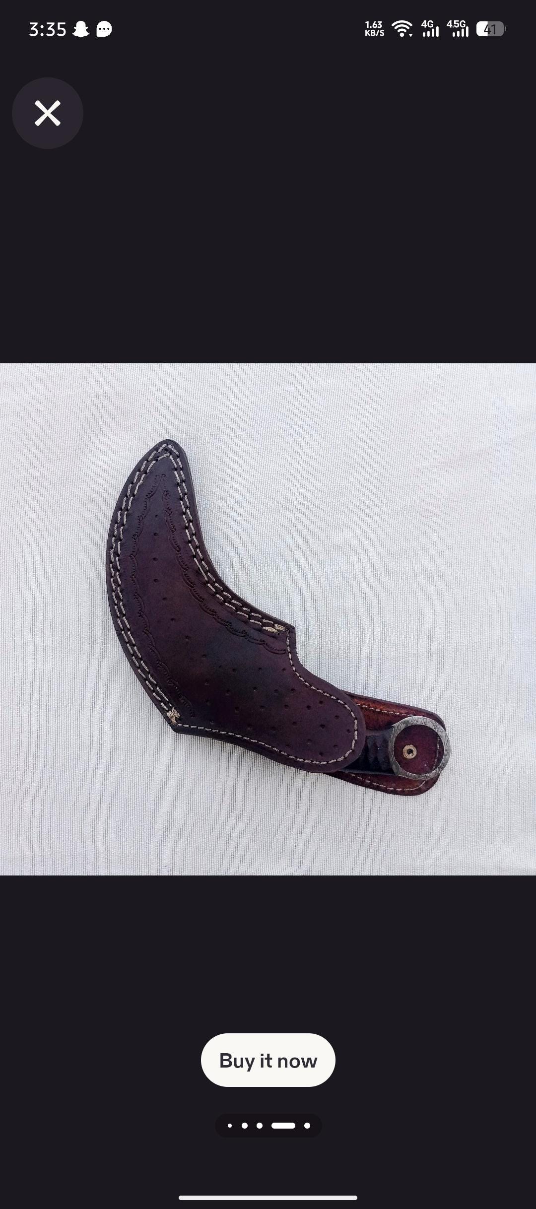 Damascus Steel Karambit Knife: Wooden Handle, Leather Sheath thumbnail 7
