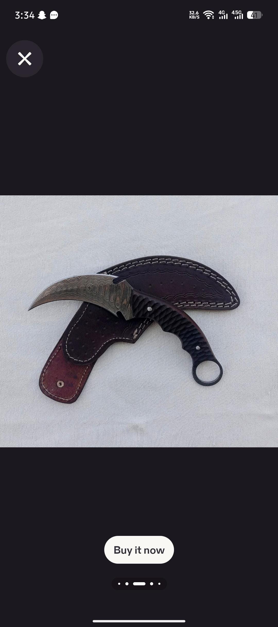 Damascus Steel Karambit Knife: Wooden Handle, Leather Sheath