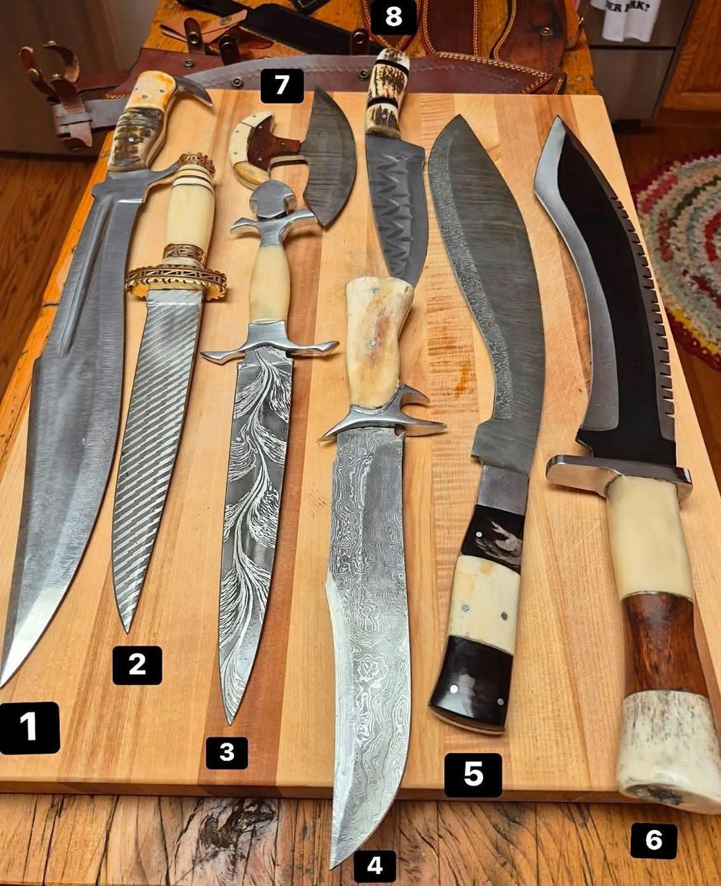 Handmade damscus knives, kukri knife, daggers, pizza cutter