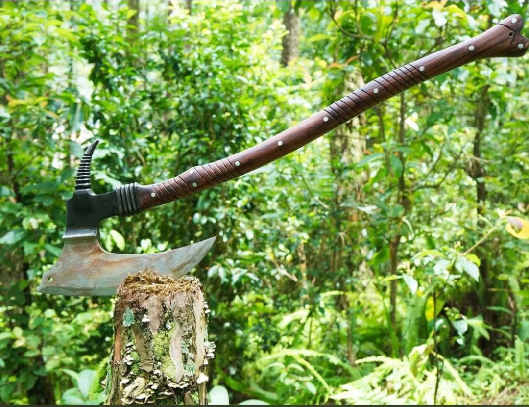 Handmade Axe, Large Cleaver, Full Tang Made With High carbon Steel, Handle Rose Wood thumbnail 6
