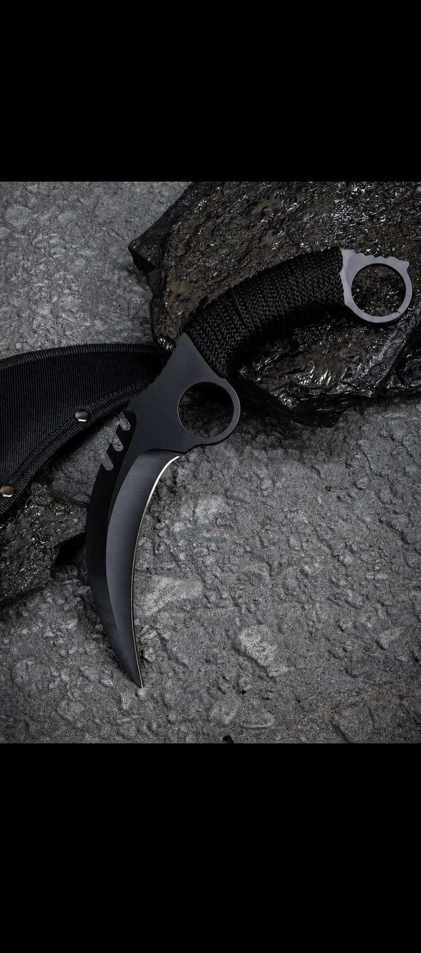 D2 Steel Karambit Knife: Paracode Wrap Handle, Leather Sheath