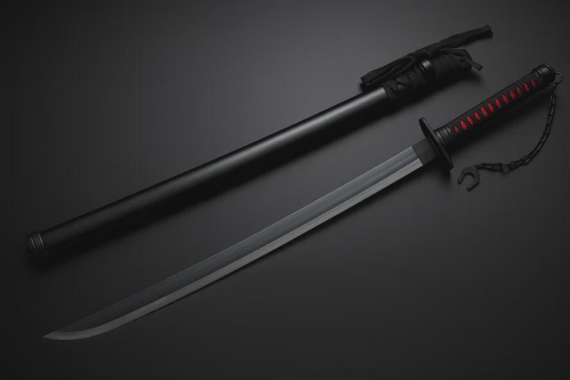 Zangetsu Black Katana Sword | Anime Samurai Blade, Collector's Display Piece