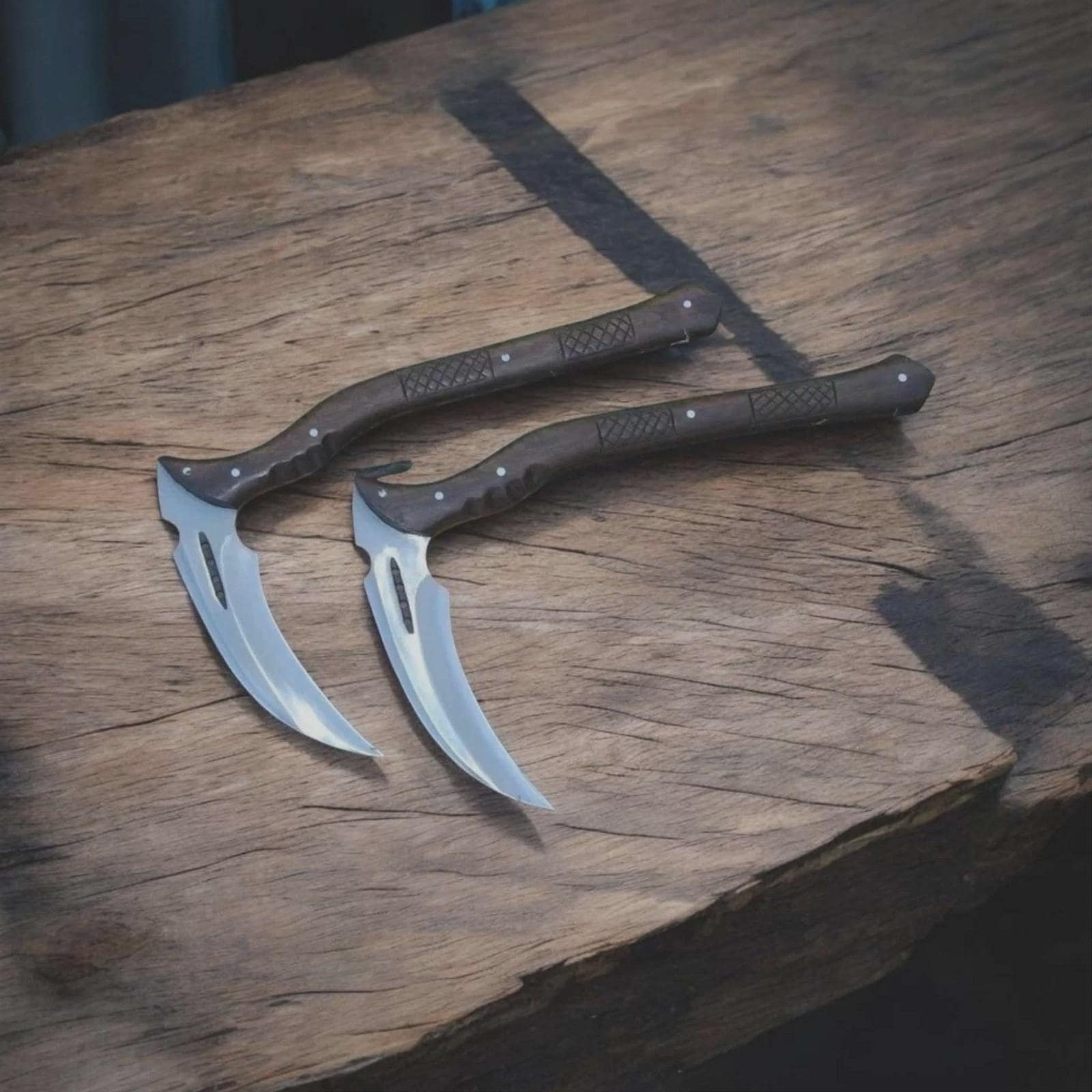 Custom Handmade Carbon Steel Blade Japanese Kama Set Hunting Kamas Camping Kama