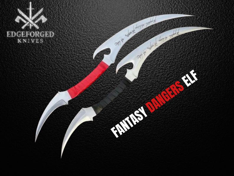 Elf Style Blades: Fantasy Daggers with | Handmade D2 Steel | Leather Wrap