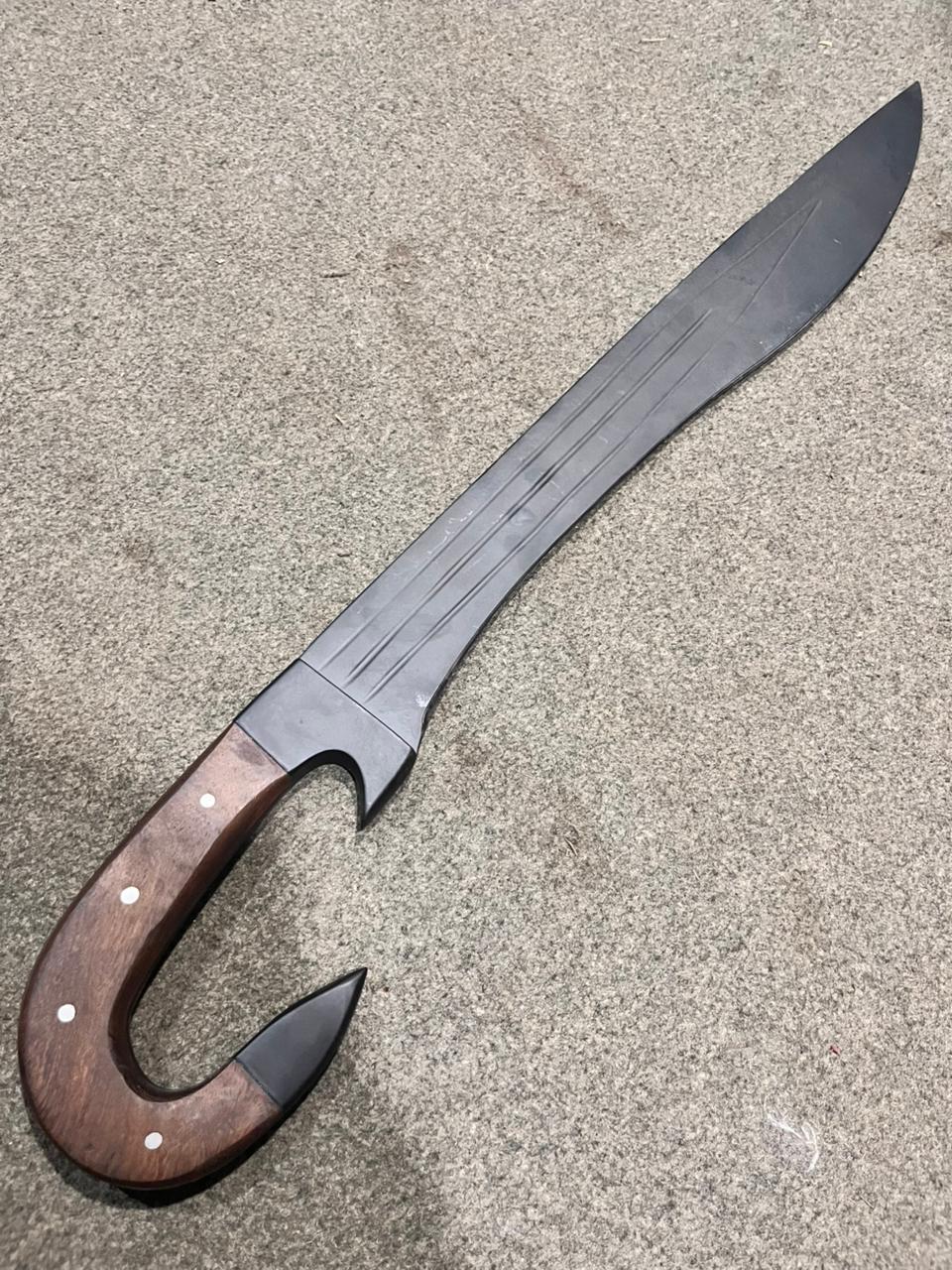 Hand Forged Kopis Sword | 5160 Steel Warrior Blade, Rosewood Handle, Leather Sheath