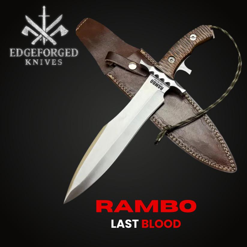 Handmade Rambo Last Blood Replica Knife – Stainless Steel Movie Knife with Leather Sheath